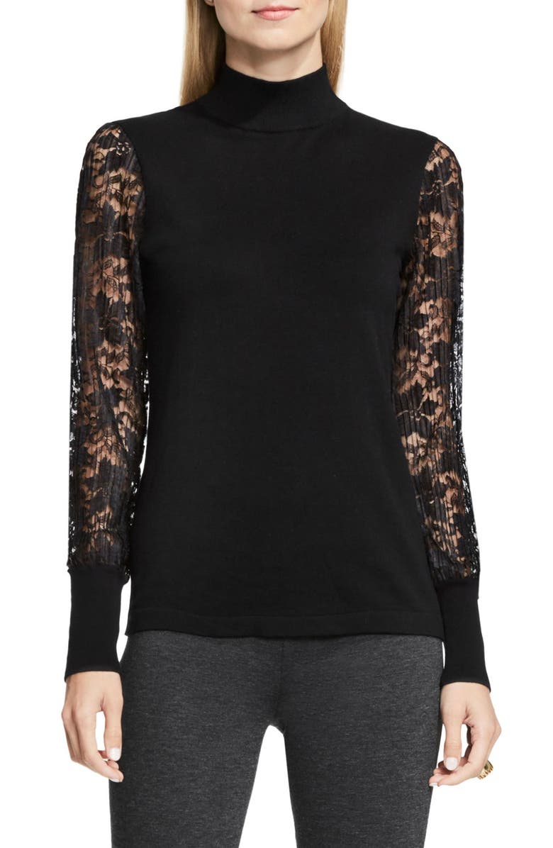 Vince Camuto Lace Sleeve Turtleneck Sweater | Nordstrom