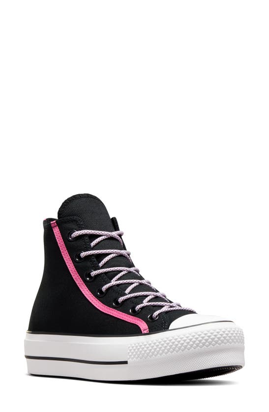 Converse Chuck Taylor® All Star® 70 Lift High Top Platform Sneaker In Black/ Oops Pink/ White