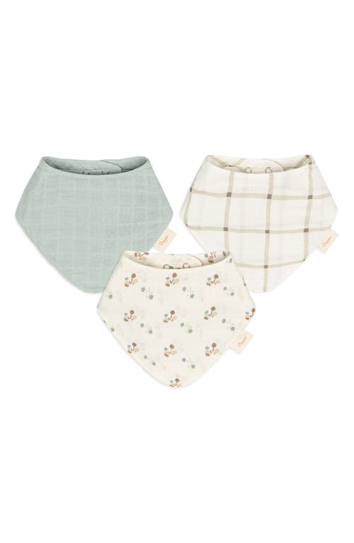 Shop Crane Baby Avery 3-pack Cotton Muslin Bandana Bibs In Ivory/green