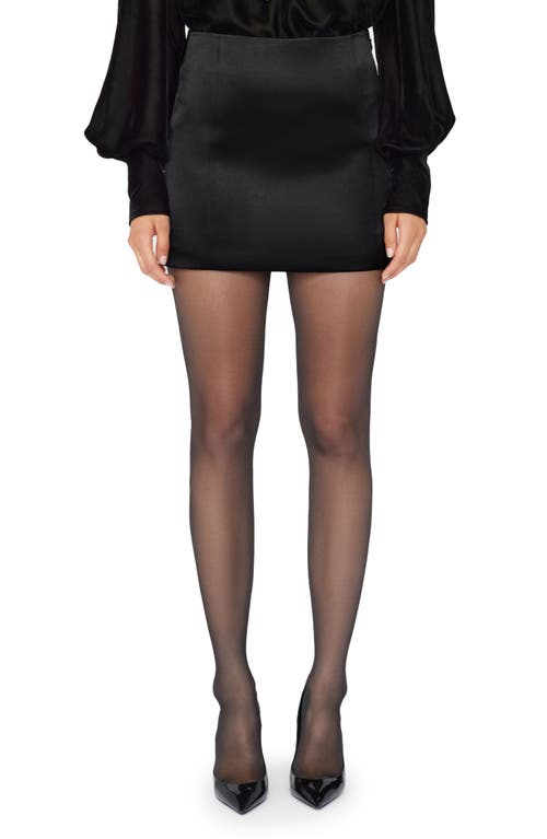 FRAME Satin Miniskirt in Noir at Nordstrom, Size 0