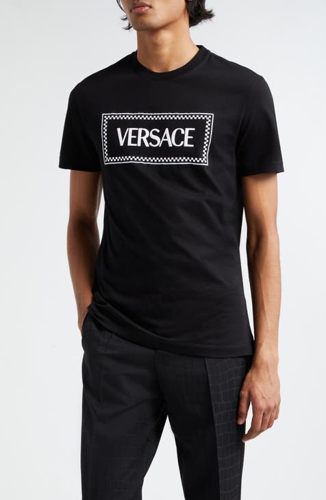 Versace Logo-Print Silk Sleep Shirt
