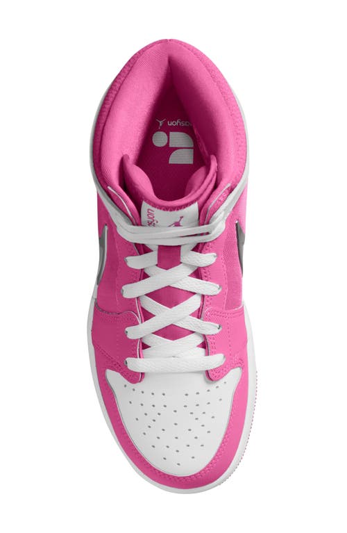 Shop Jordan Kids'  1 Mid Easyon Sneaker In Fire Pink/white