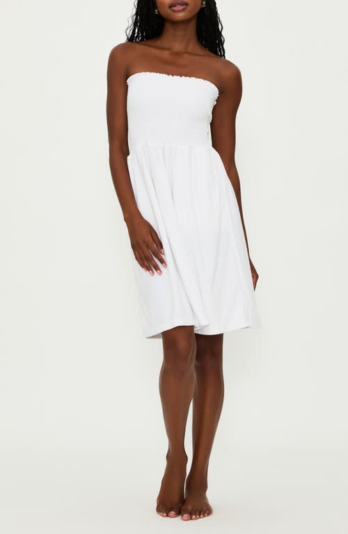 Beach Riot Lilee Strapless Smocked Cover-up Dress In White