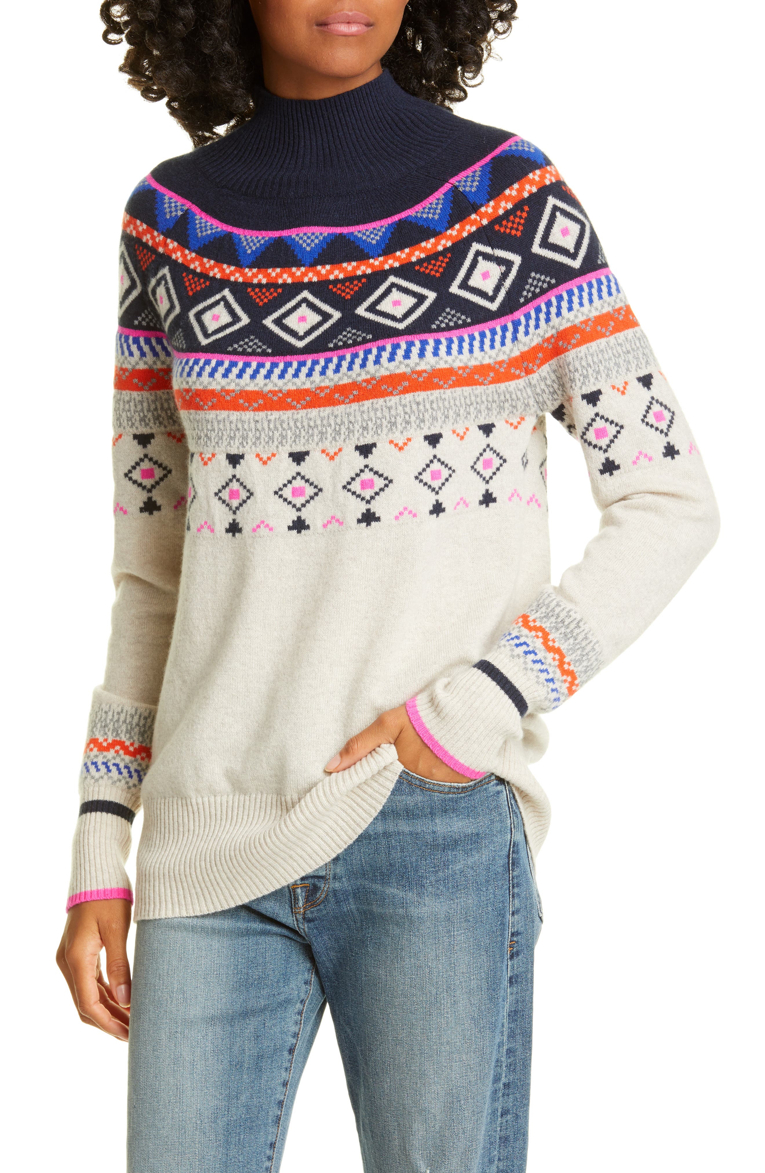 Autumn Cashmere Mock Neck Fair Isle Cashmere Sweater | Nordstrom