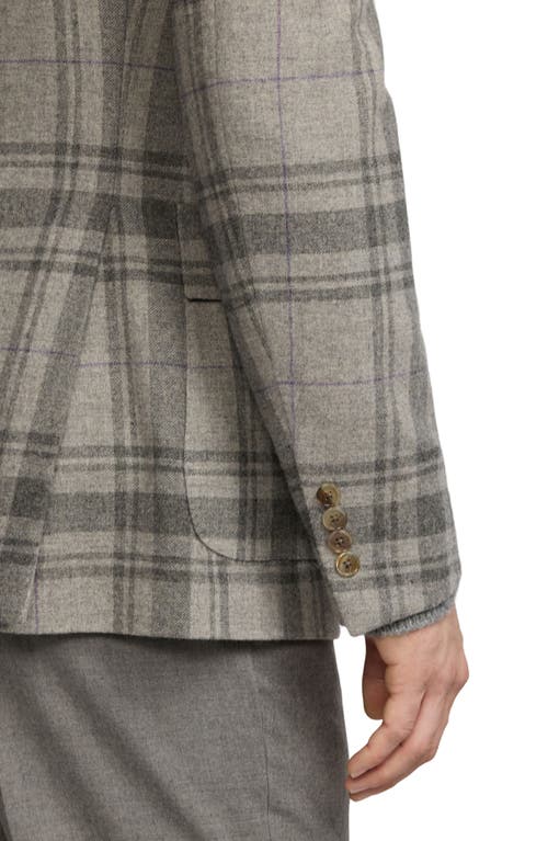 Shop Ralph Lauren Purple Label Hadley Plaid Felted Wool Sport Coat In Light Grey Multi