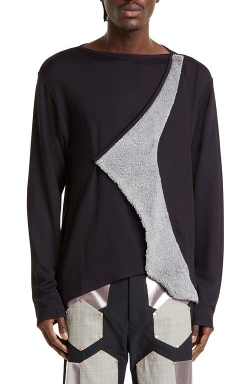 KIKO KOSTADINOV Zlatyu Asymmetric Mixed Media Long Sleeve Top in