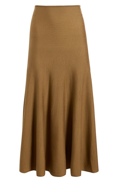 Shop Khaite Mayu Wool Blend Midi Sweater Skirt In Cafe