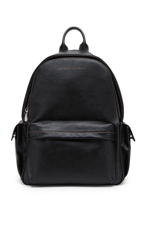 Shop Brunello Cucinelli Grained Calfskin Backpack In Black