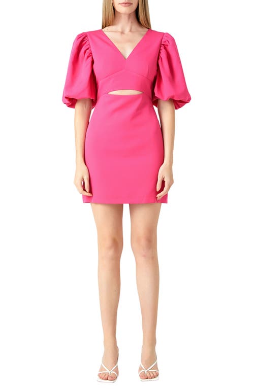 Endless Rose Puff Sleeve Cutout Minidress Pink at Nordstrom,