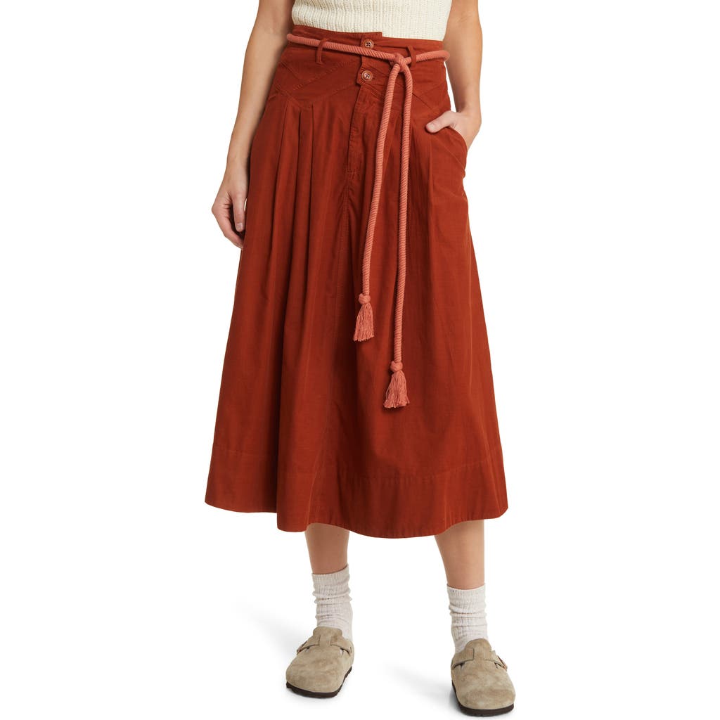 The Great The Field Cotton Corduroy Midi Skirt In Strawberry Jam