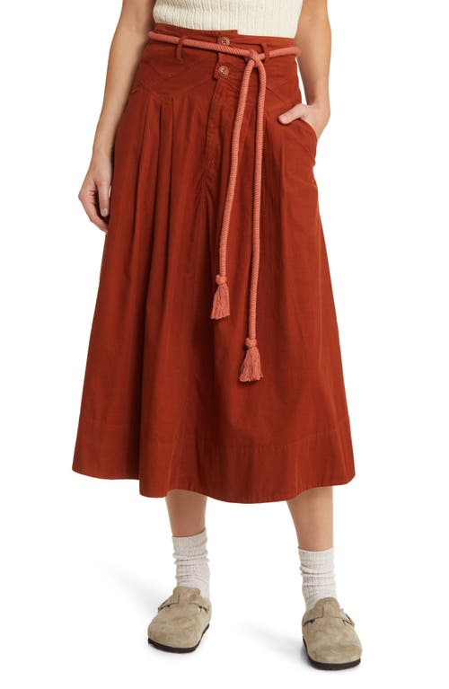 The Field Cotton Corduroy Midi Skirt in Strawberry Jam