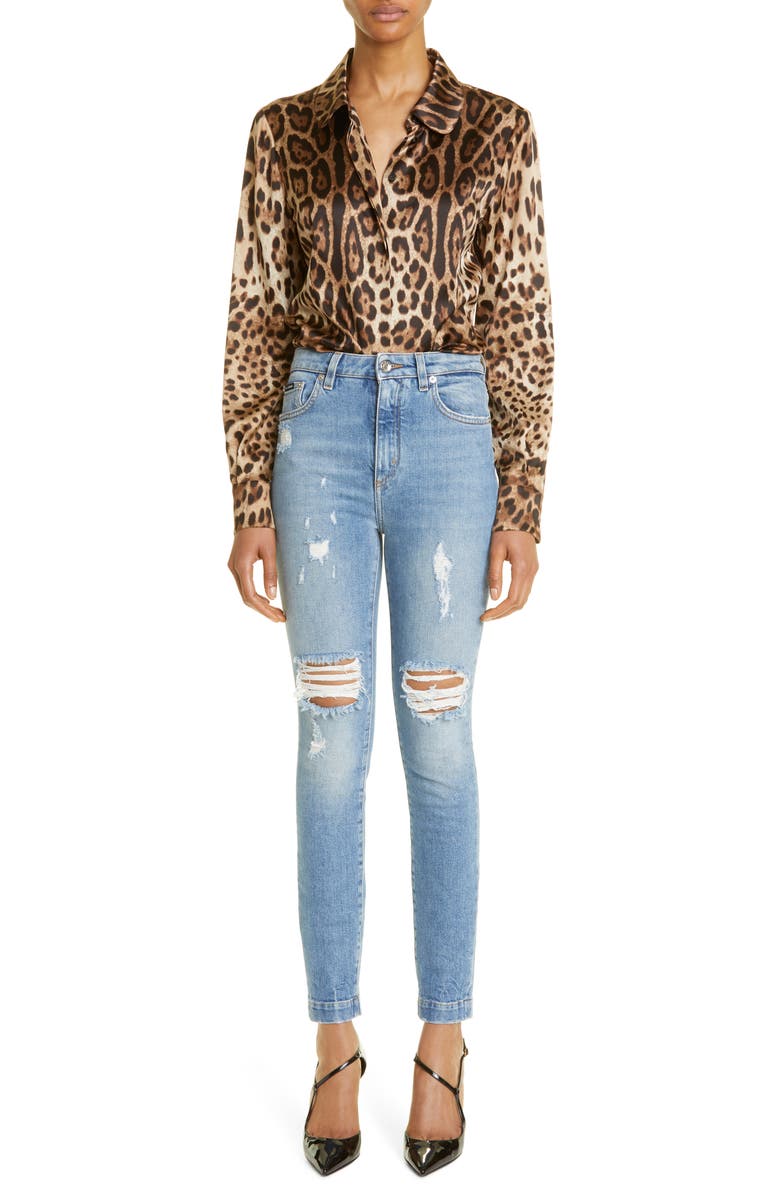 Dolce&Gabbana Audrey Ripped Ankle Skinny Jeans | Nordstrom