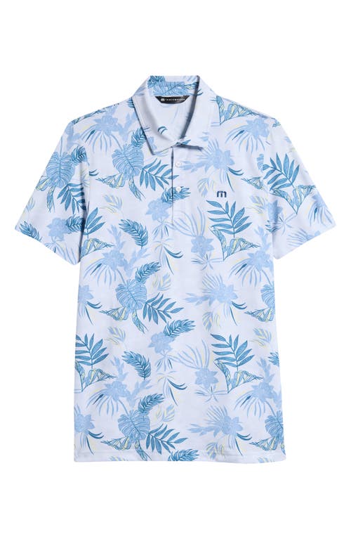 Shop Travismathew Featherweight Island Floral Polo In Heather Light Grey/blue