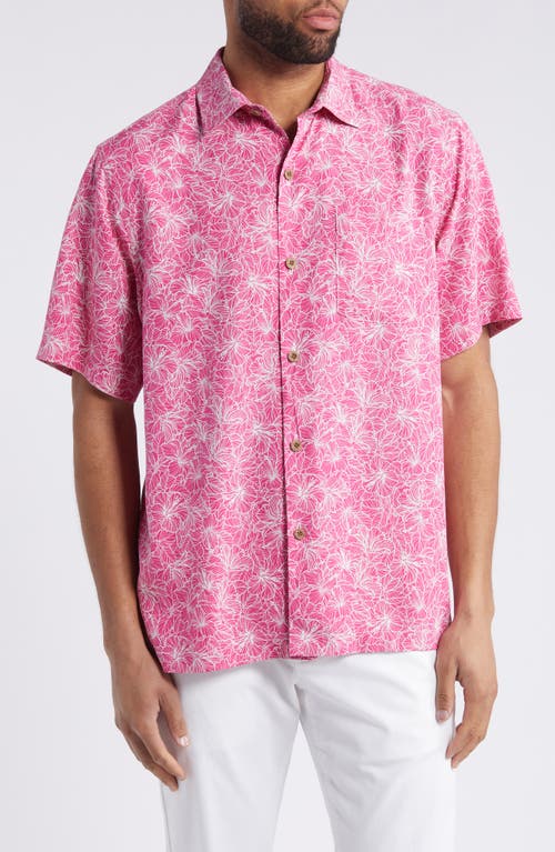 Tommy Bahama Hight Tide Hibiscus Print Short Sleeve Silk Button-Up Shirt at Nordstrom,