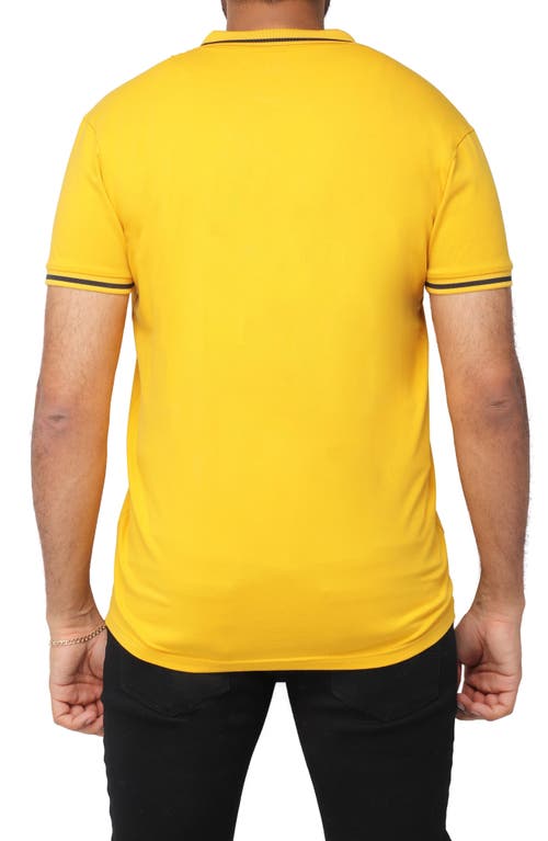 X-ray Pipe Trim Knit Polo In Honey Mustard/navy