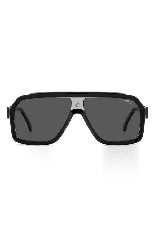 Carrera Eyewear 60mm Gradient Polarized Rectangular Sunglasses In Dark Gray Black/gray Polar