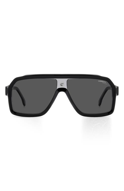 Carrera Eyewear 60mm Gradient Polarized Rectangular Sunglasses In Dark Gray Black/gray Polar