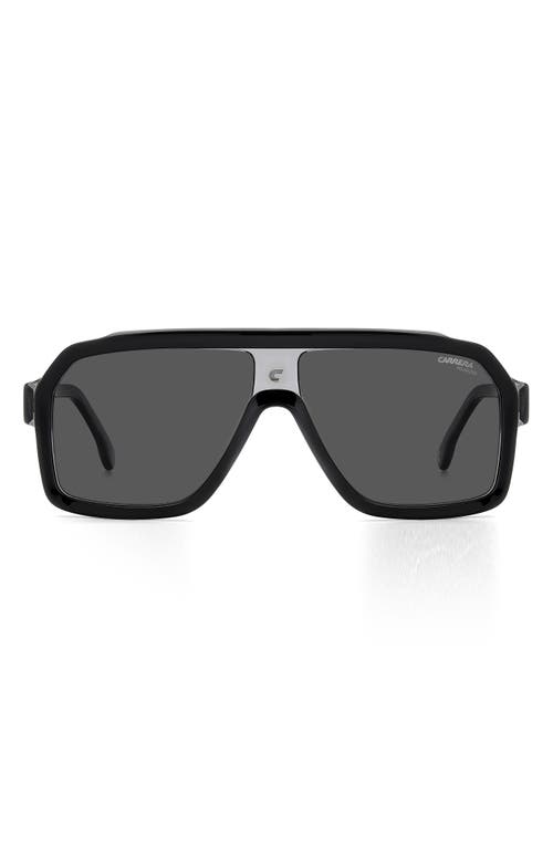 Carrera Eyewear 60mm Gradient Polarized Rectangular Sunglasses In Black