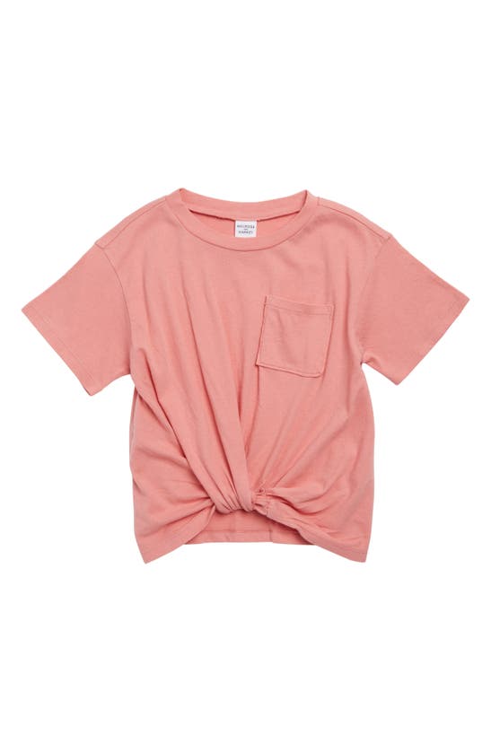 Melrose And Market Kids' Knot Front Tee In Coral Mauve