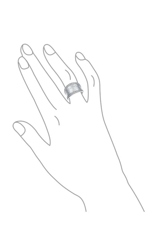 Bling Jewelry Pave Cz Hammered Wide Band Ring In Silver-tone