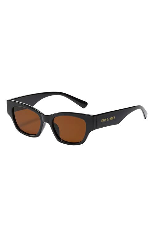 Fifth & Ninth Andi 51mm Polarized Rectangular Sunglasses In Black/brown