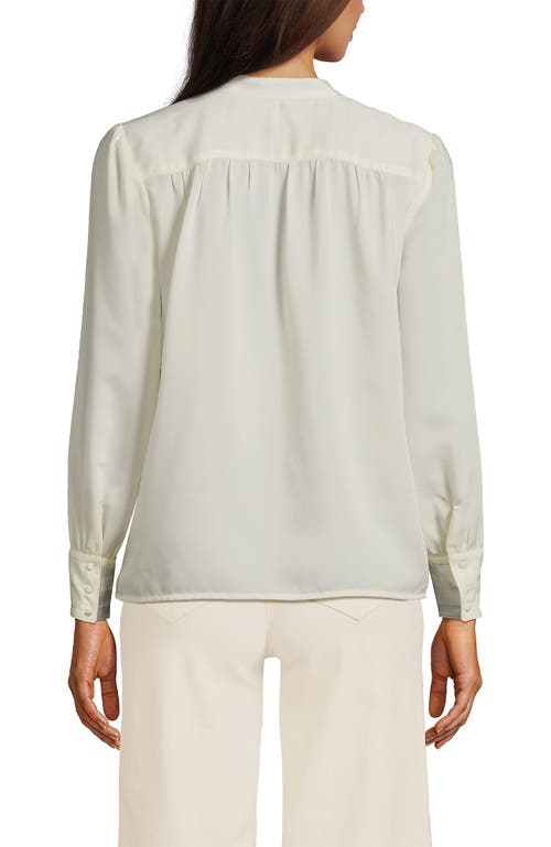 Shop Lands' End Satin Popover Shirt In Ivory