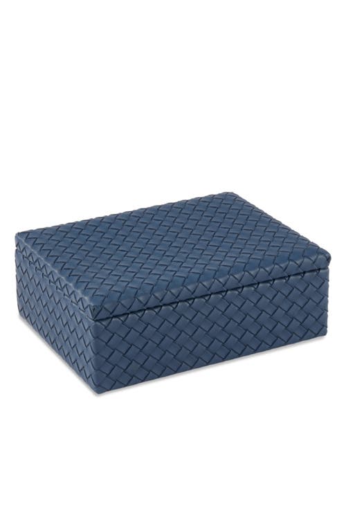 Bey-Berk Anastasia Woven Leather Trinket Box in Navy Blue 