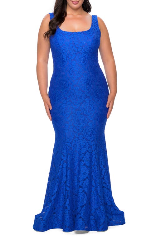 Beaded Lace Trumpet Gown in Royal Blue