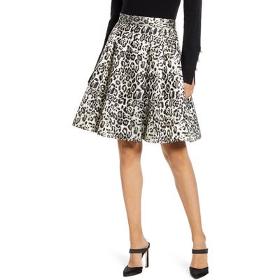 Rachel Parcell Metallic Leopard Jacquard Full Skirt, Beige (Nordstrom Exclusive)