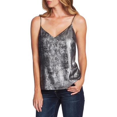 Vince Camuto Metallic Lace Up Back Camisole, Black