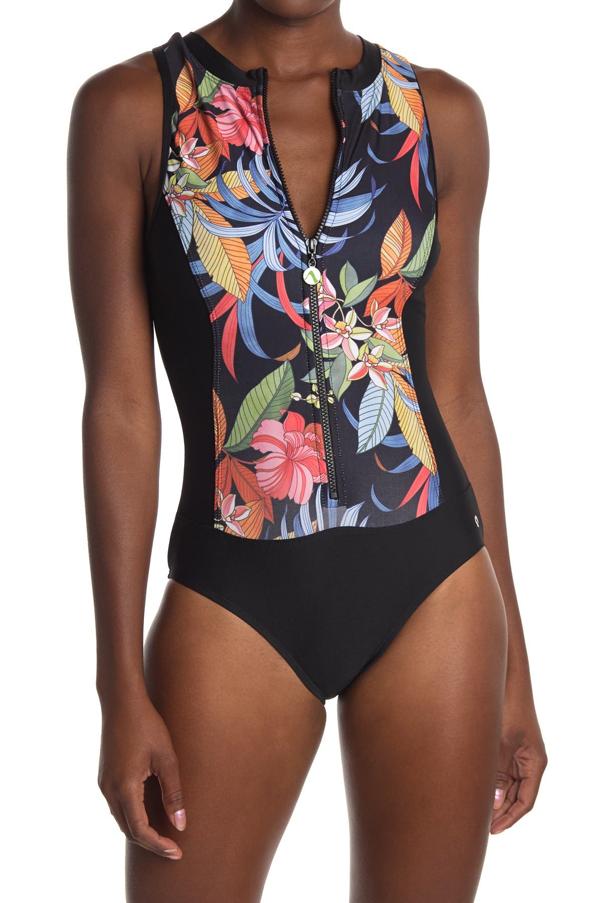 Next Tropic Vibe One Piece Zip Swimsuit Nordstrom Rack