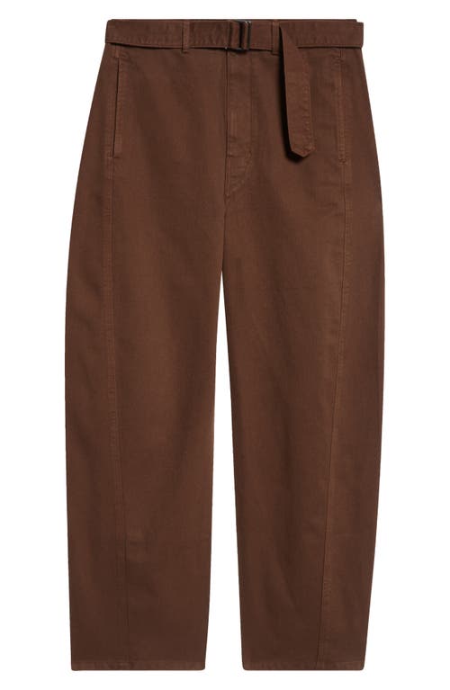 Shop Lemaire Twisted Seam Belted Straight Leg Pants In Espresso Brown