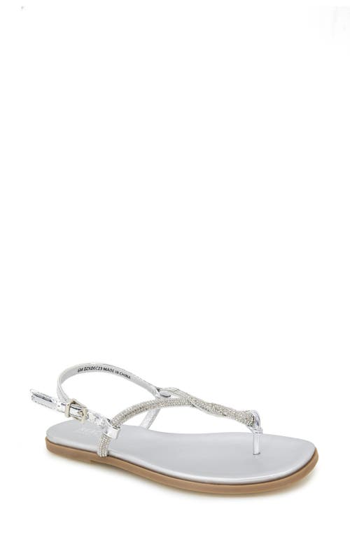 Shop Reaction Kenneth Cole Whitney Crystal Strap Flat Sandal In Silver Metallic