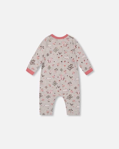 Shop Deux Par Deux Baby Girl's Organic Cotton One Piece Pajama Beige Mix Printed Squirrel