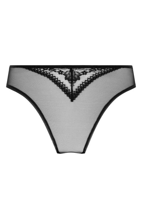 Shop Hunkemoller Hunkemöller Vera Lace & Mesh Brazilian Panties In Caviar