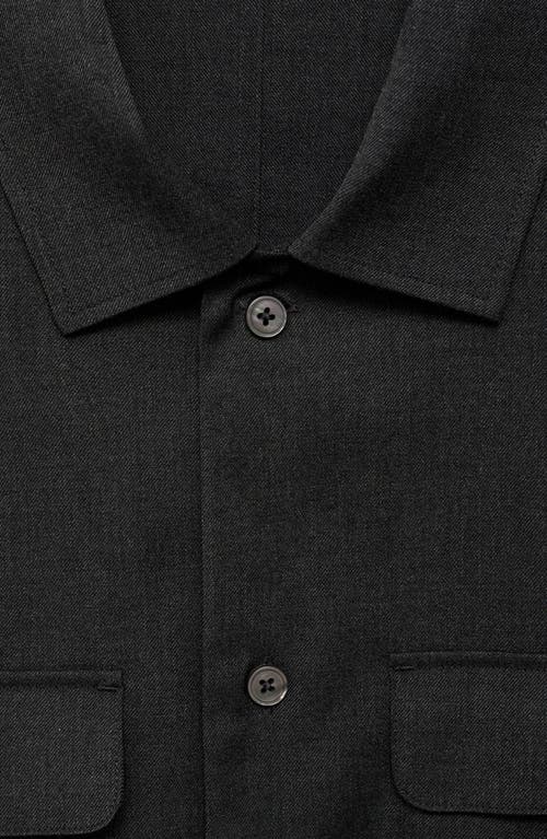 Shop Mango Pocket Slim Fit Overshirt In Dark Heather Grey