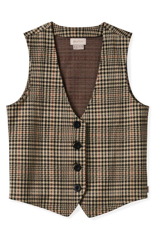 Brixton Piaid Relaxed Fit Vest In Winter White/black Plaid