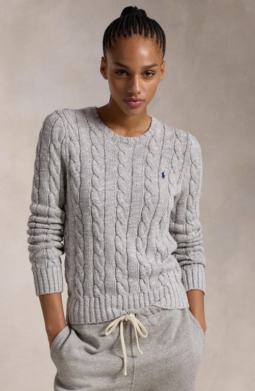 Shop Polo Ralph Lauren Cable Stitch Cotton Sweater In Light Nckel