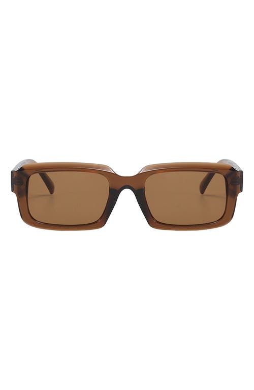 Fifth & Ninth Danni 70mm Oversize Polarized Rectangular Sunglasses In Brown