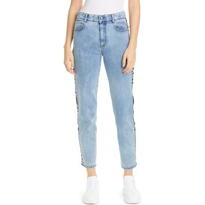 Stella Mccartney Logo Stripe Straight Leg Jeans, Blue