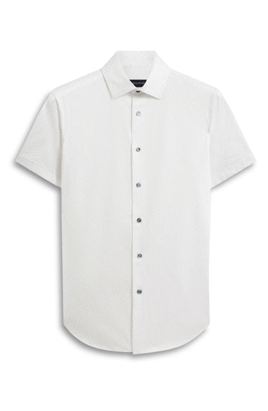 Shop Bugatchi Miles Ooohcotton® Short Sleeve Button-up Shirt In White