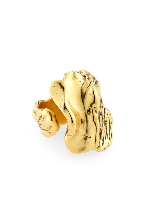 Saint Laurent Chunky Sculpted Ring in Vieil Or Laiton