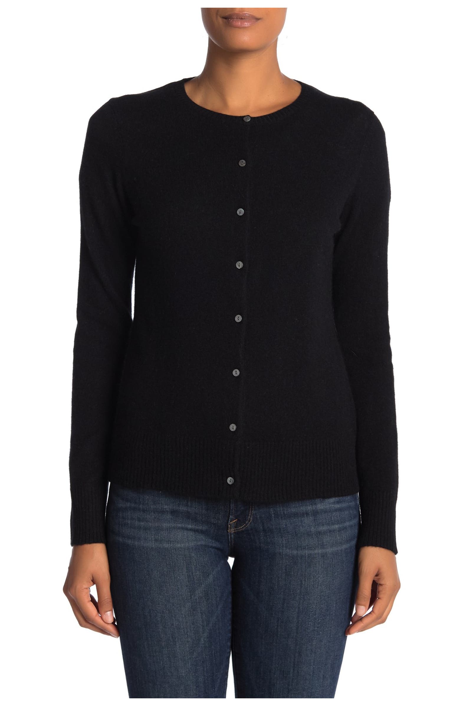 M BY MAGASCHONI Crew Neck Button Front Cashmere Cardigan | Nordstromrack