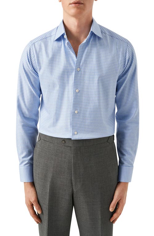 Eton Slim Fit Check Organic Cotton Dress Shirt In Lt/pastel Blue