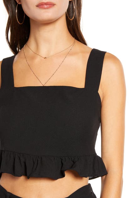 Click to view more detailed imagery on our partner's website English Factory Square Neck Ruffle Crop Top In Black