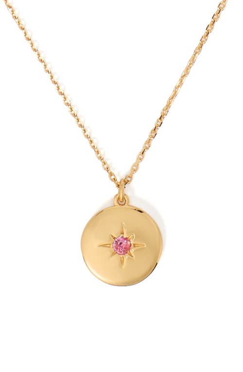 Kate Spade New York Pink Pave Star Medallion Pendant Necklace In Gold Tone, 16-19 In Pink/gold