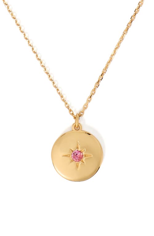 Kate Spade New York clear honesty medallion necklace in Pink/Gold 