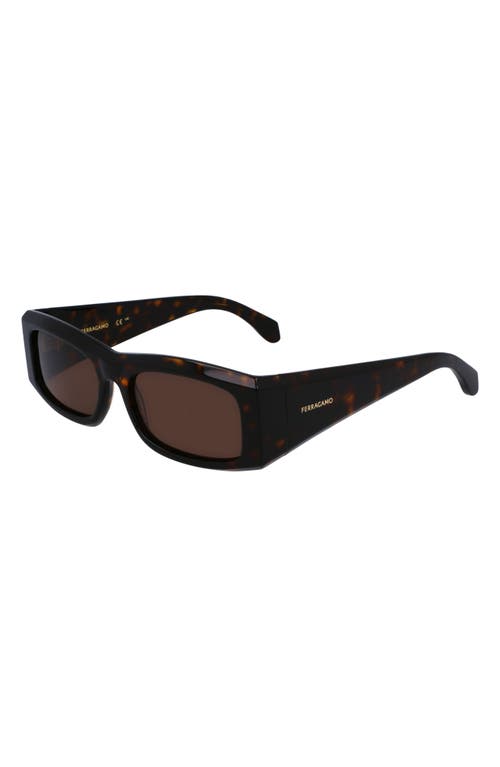 Shop Ferragamo Classic Logo 57mm Square Sunglasses In Dark Tortoise