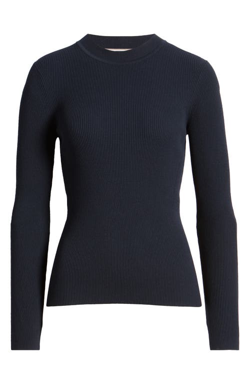 Shop Hugo Boss Boss Feskiera Rib Mock Neck Sweater In Sky Captain