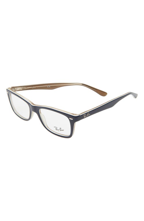 Ray Ban Ray-ban 50mm Square Optical Glasses In Blue Brown/clear